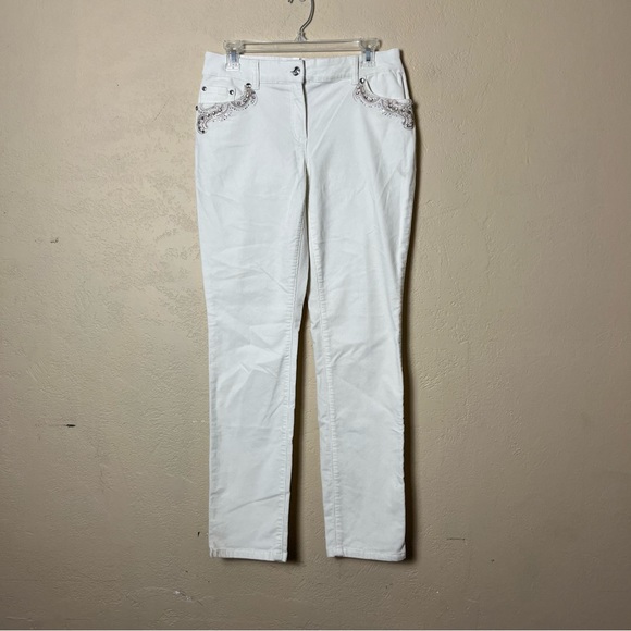 Chico's Embellished Corduroy Cream Ivory Pants BLING Pockets Rhinestone Sz 0‎ - Picture 1 of 16